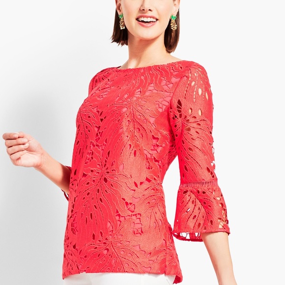 Talbots Tops - LEAF-LACE FLOUNCE-SLEEVE TOP